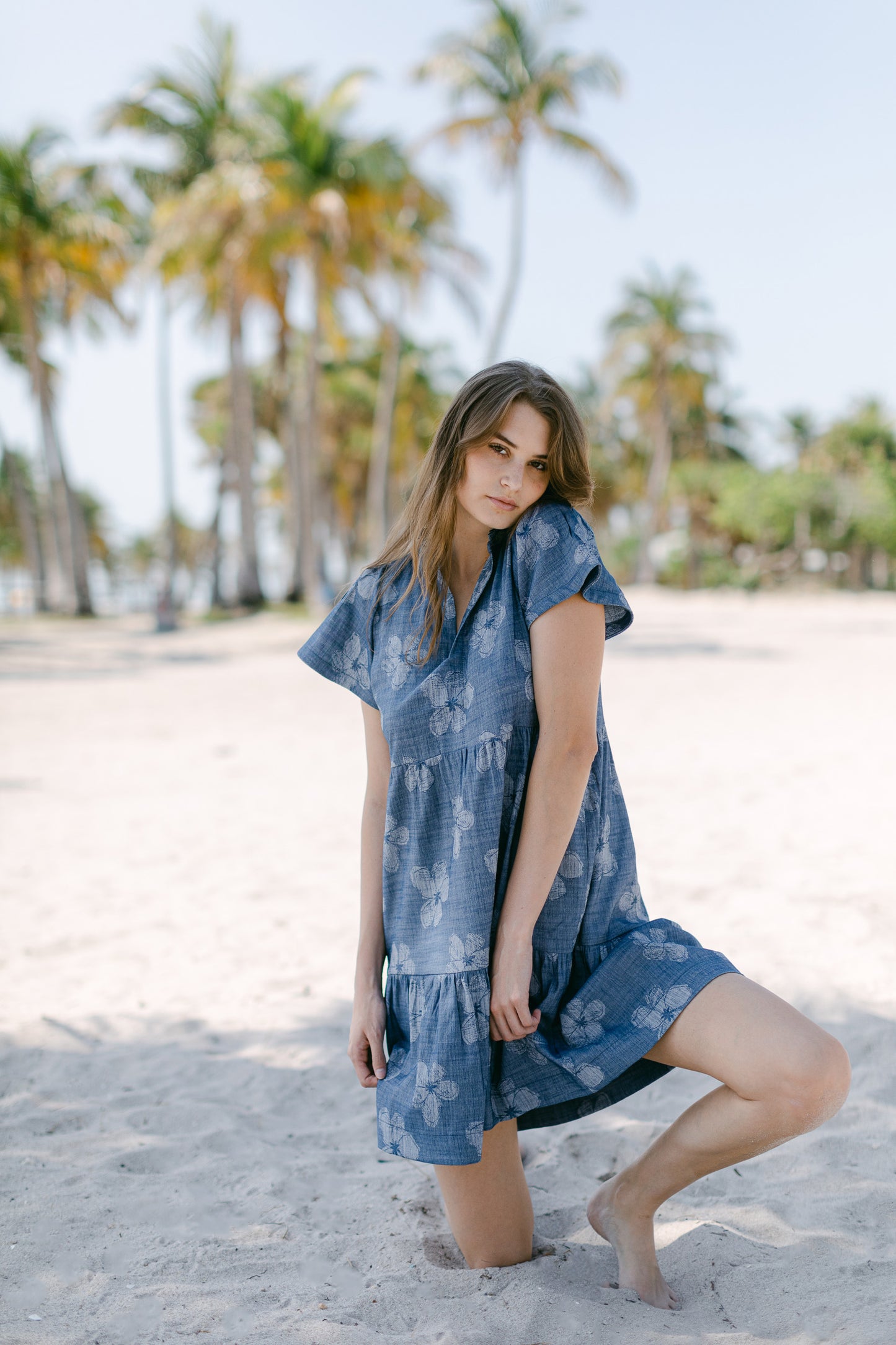 Shannon Dress (color: Indigo Floral)