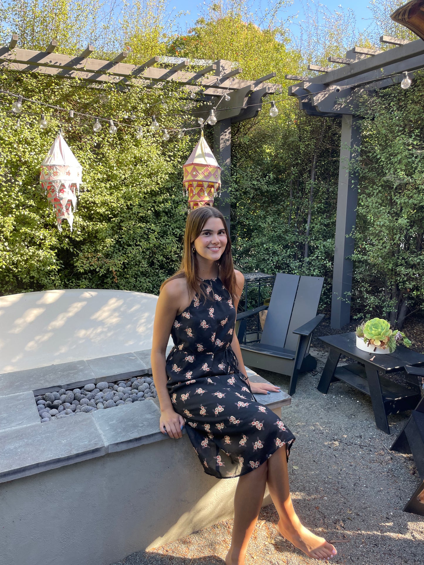 Claudia Dress (color: Black Posy)