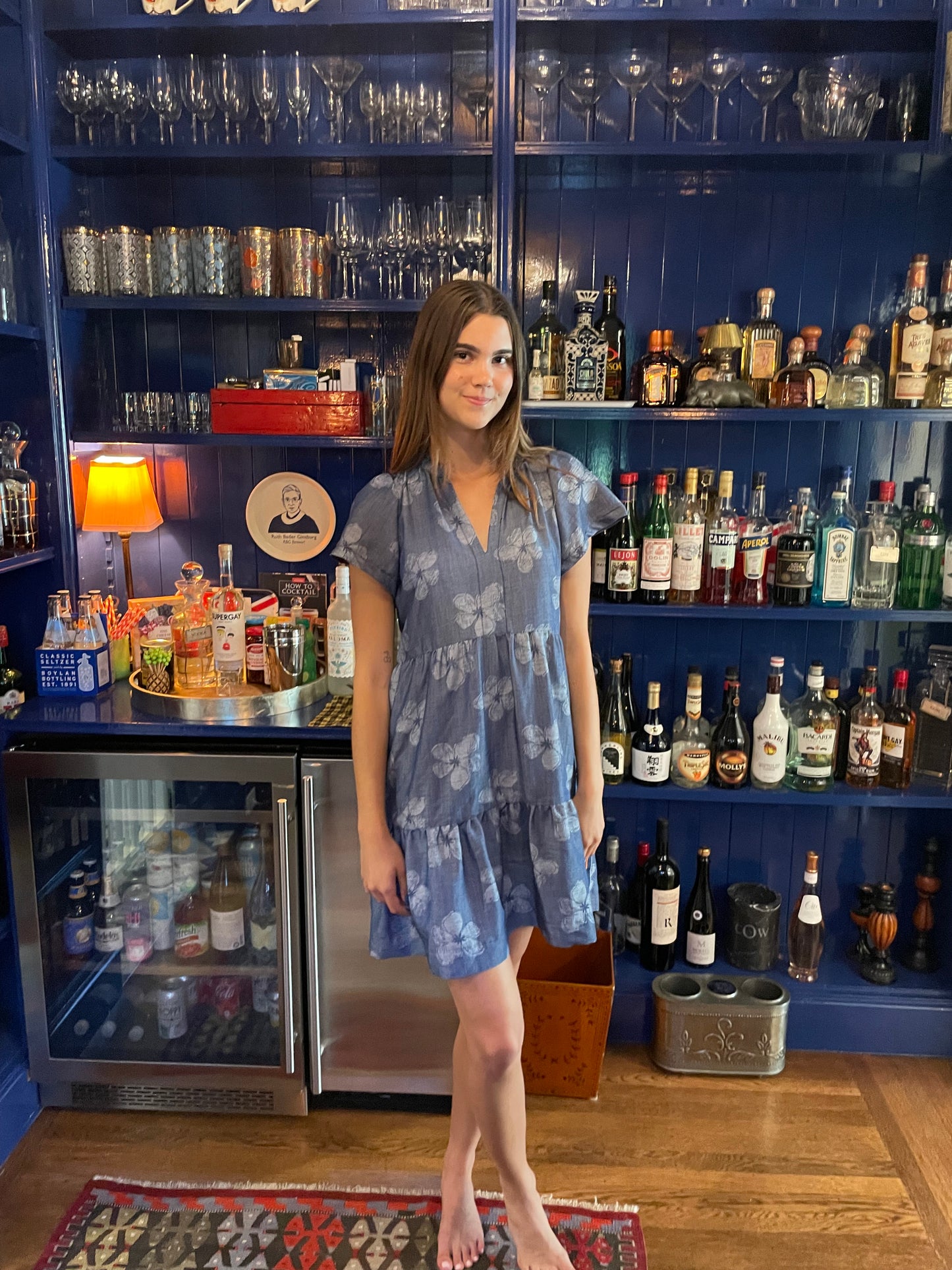 Shannon Dress (color: Indigo Floral)