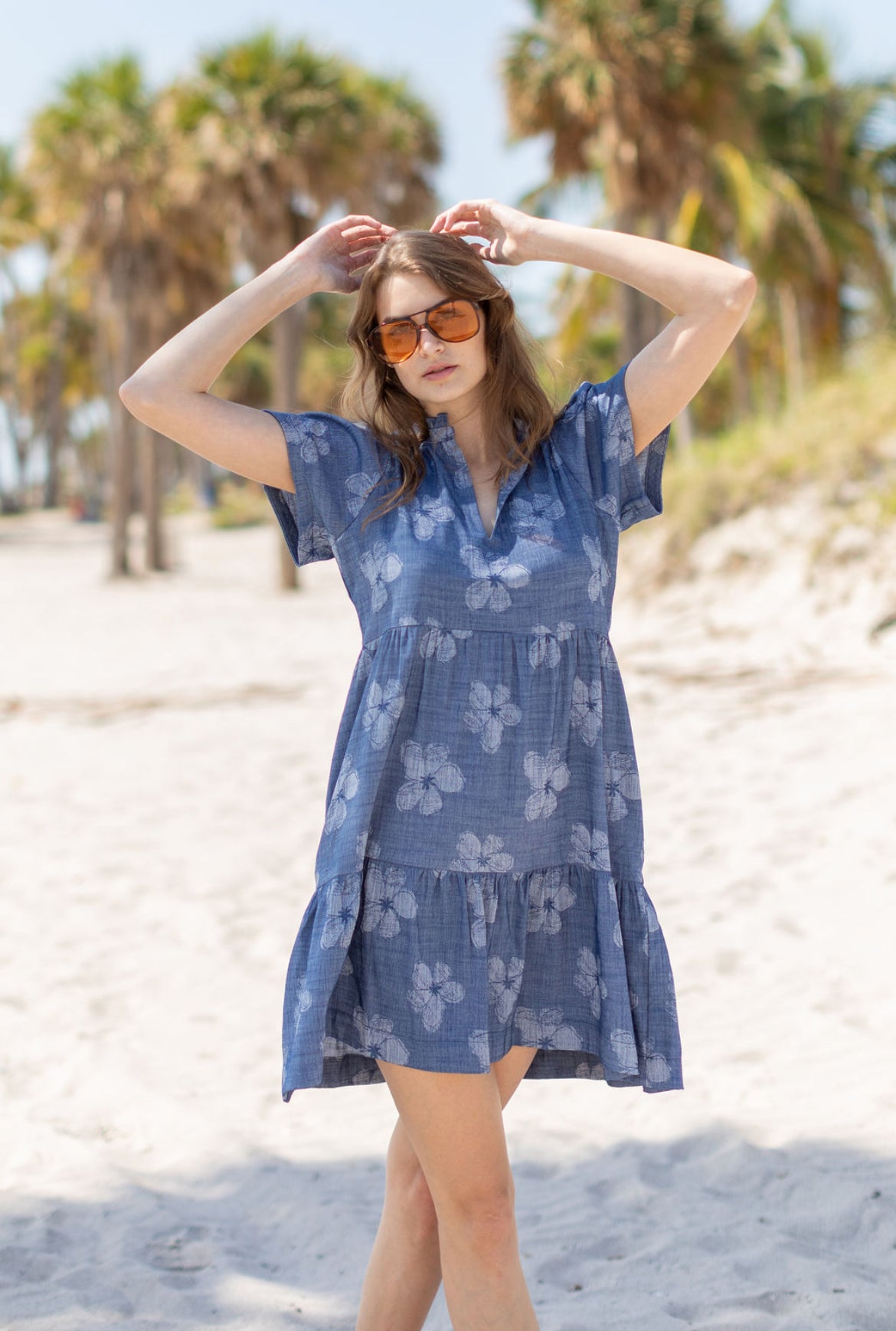 Shannon Dress (color: Indigo Floral)
