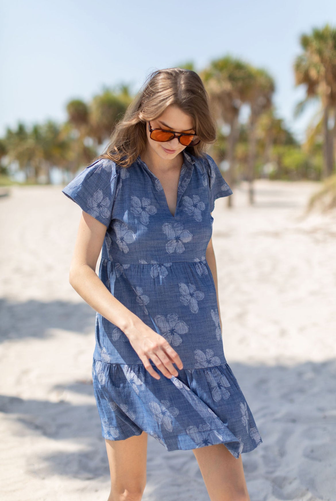 Shannon Dress (color: Indigo Floral)
