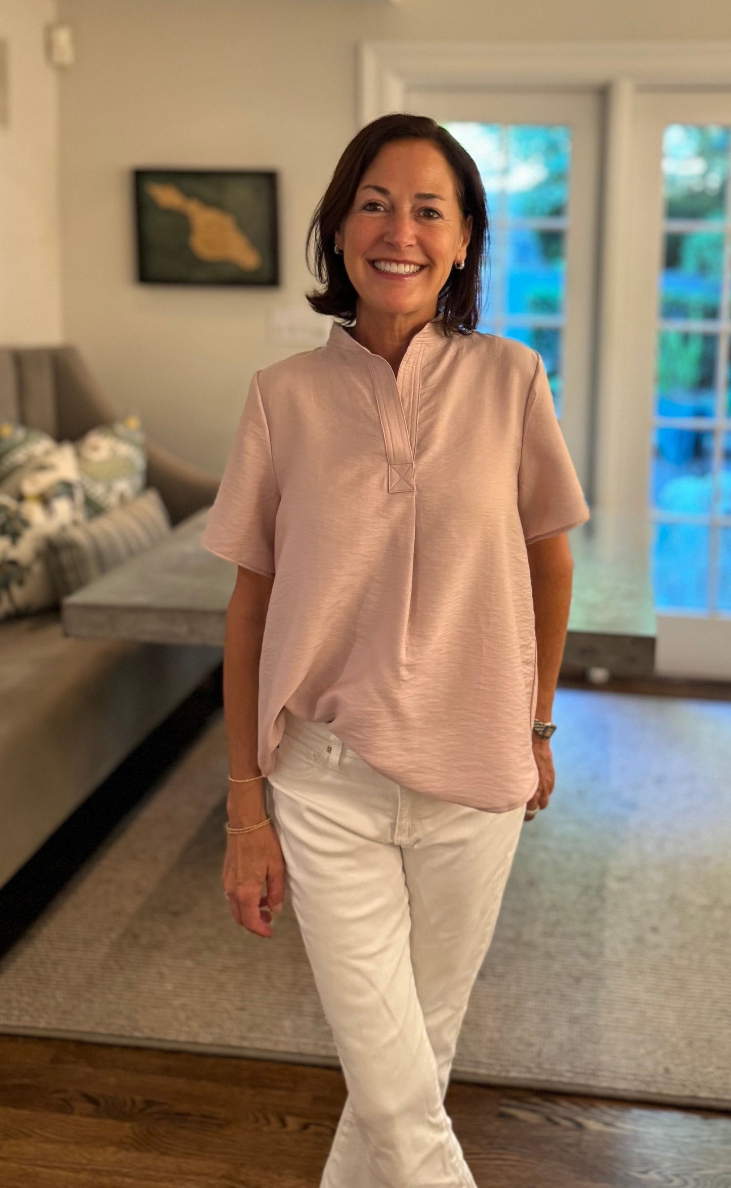Felicia Blouse in pale mauve (available to ship June 22)