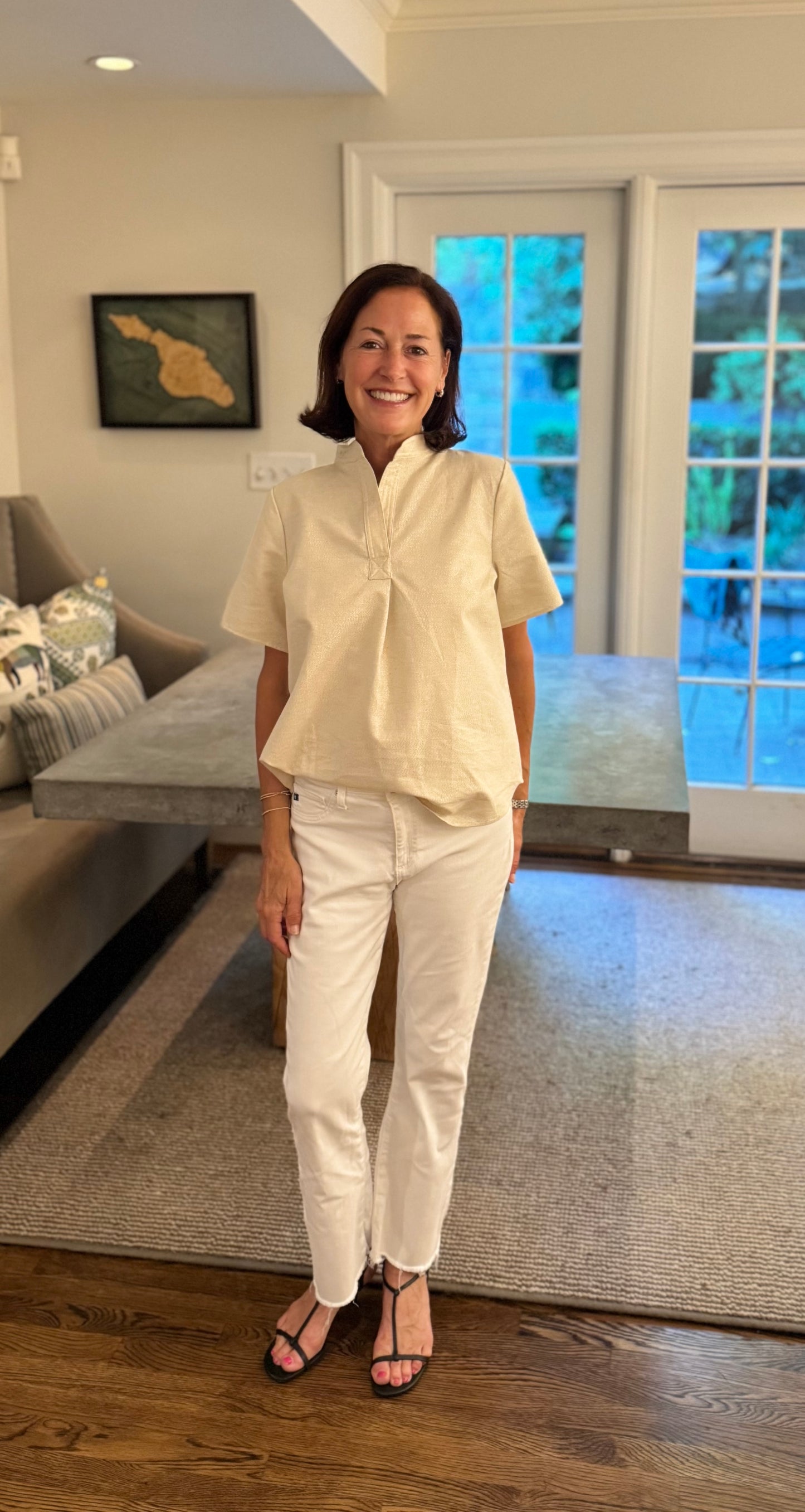 Felicia Blouse in Ivory/Gold (available to ship June 22)