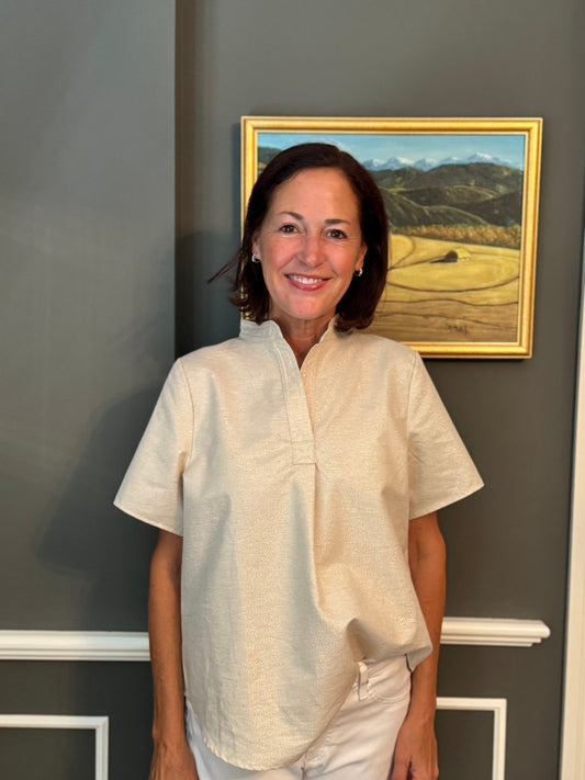 Felicia Blouse in Ivory/Gold