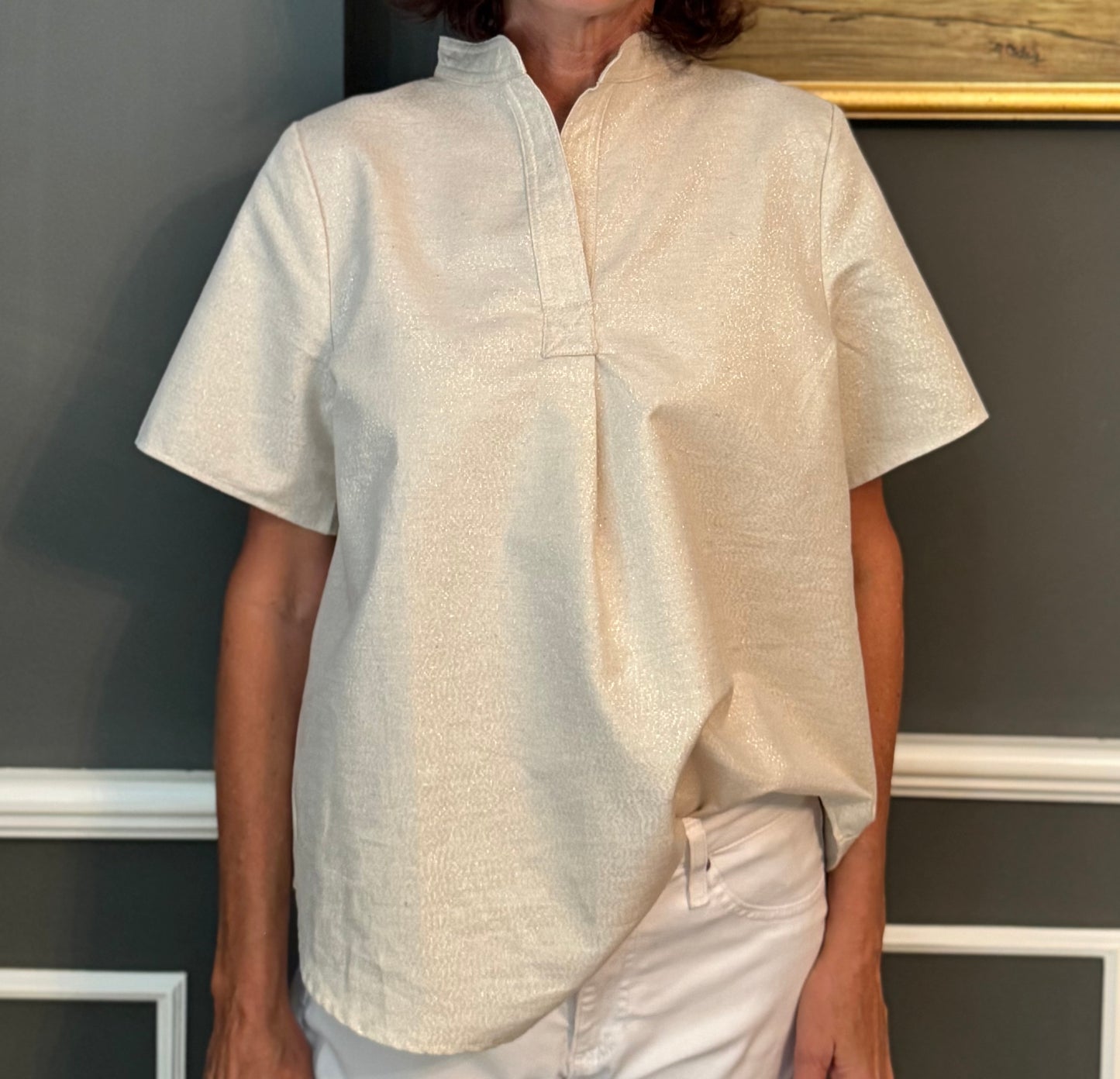 Felicia Blouse in Ivory/Gold